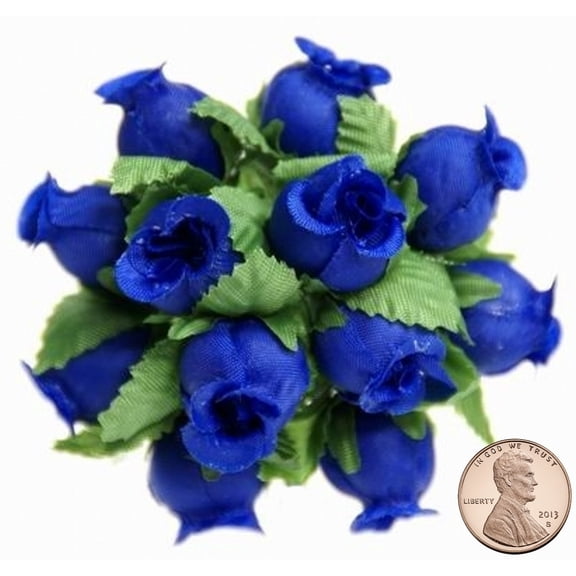 144 Miniature Poly Rose Silk Favor Flower Pick Wedding Shower - Royal Blue