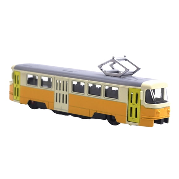 Tranvía eléctrico a escala 1:90, regalo de cumpleaños, coleccionable, decorativo e interactivo. Amarillo