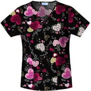 Simply Basic Harmony of Hearts V-Neck Scrub Top