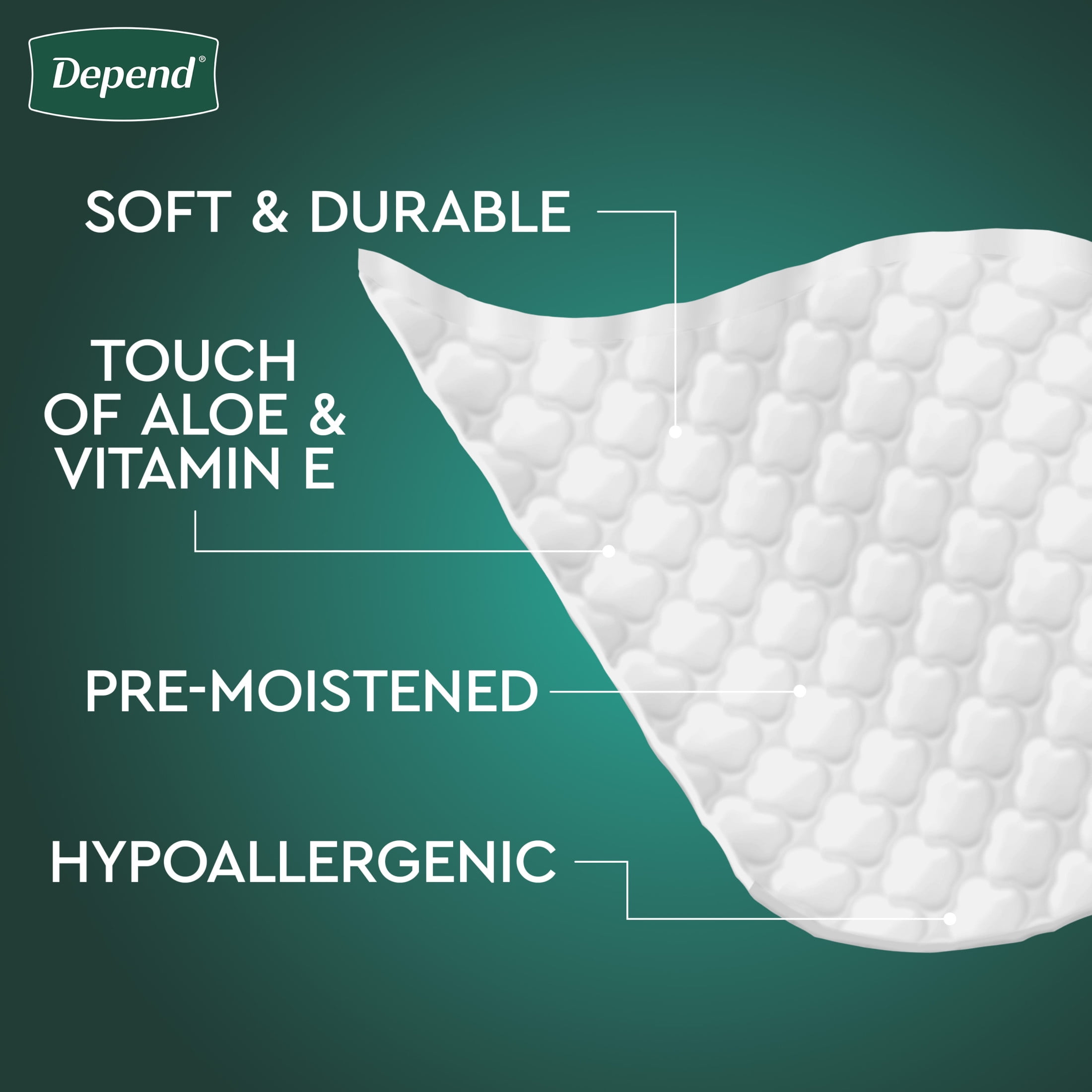 Depend XL Disposable Washcloths for Adults, 8 Flip-Top Packs, 42 Wipes Per Pack (336 Wipes Total)