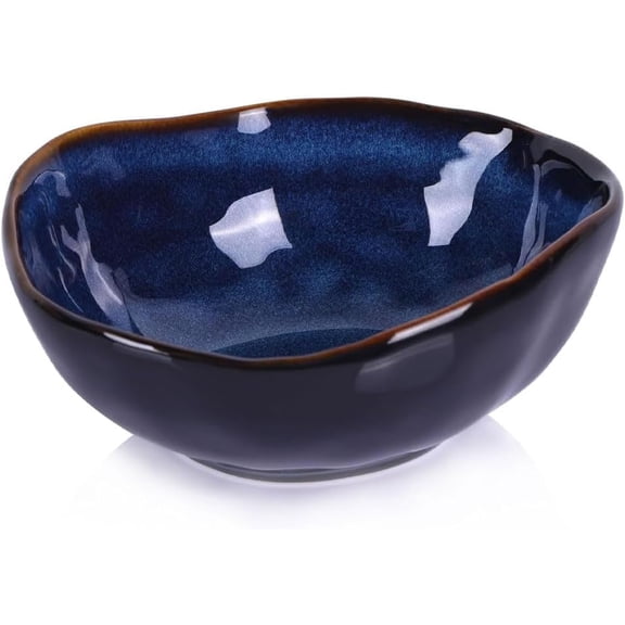 6" Blue Ceramic Decorative Bowl, Entryway Table Decor Pottery Key Bowl, Candy Dish, Salad Bowl, Blue Decor Small Jewelry Trinket Dish for Bedroom, Centerpiece, Bedside Table, Living Room Decor