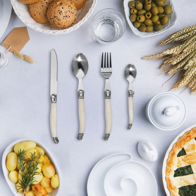 Cubiertos de acero inoxidable, utensilios para comer, utensilios para servir comida, cubiertos elegantes, vajilla para restaurante de Navidad, fiesta , Conjunto B perfecl postre cucharas tenedores
