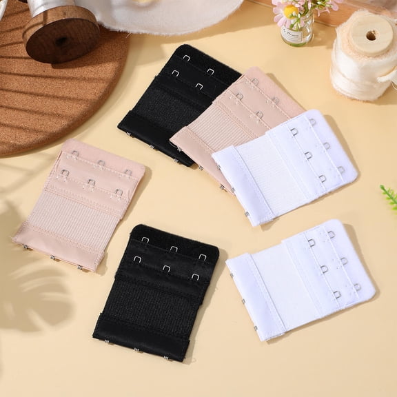 YOSADIER 3-Pack Bra Extenders with 3 Hooks, Elastic Cotton Straps, Compatible with Most Bras in Black, White, and Nude