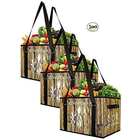 earthwise reusable grocery bag set deluxe collapsible shopping box