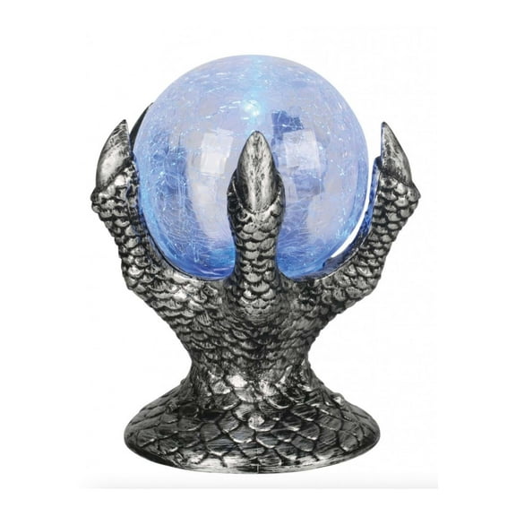 Seasons 8 in Light-Up Mystic Crystal Ball on Hand Halloween Tabletop Decoration - Gray