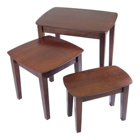 Pemberly Row 3-Piece Rectangular Top Solid Wood Nesting Tables in Antique Walnut