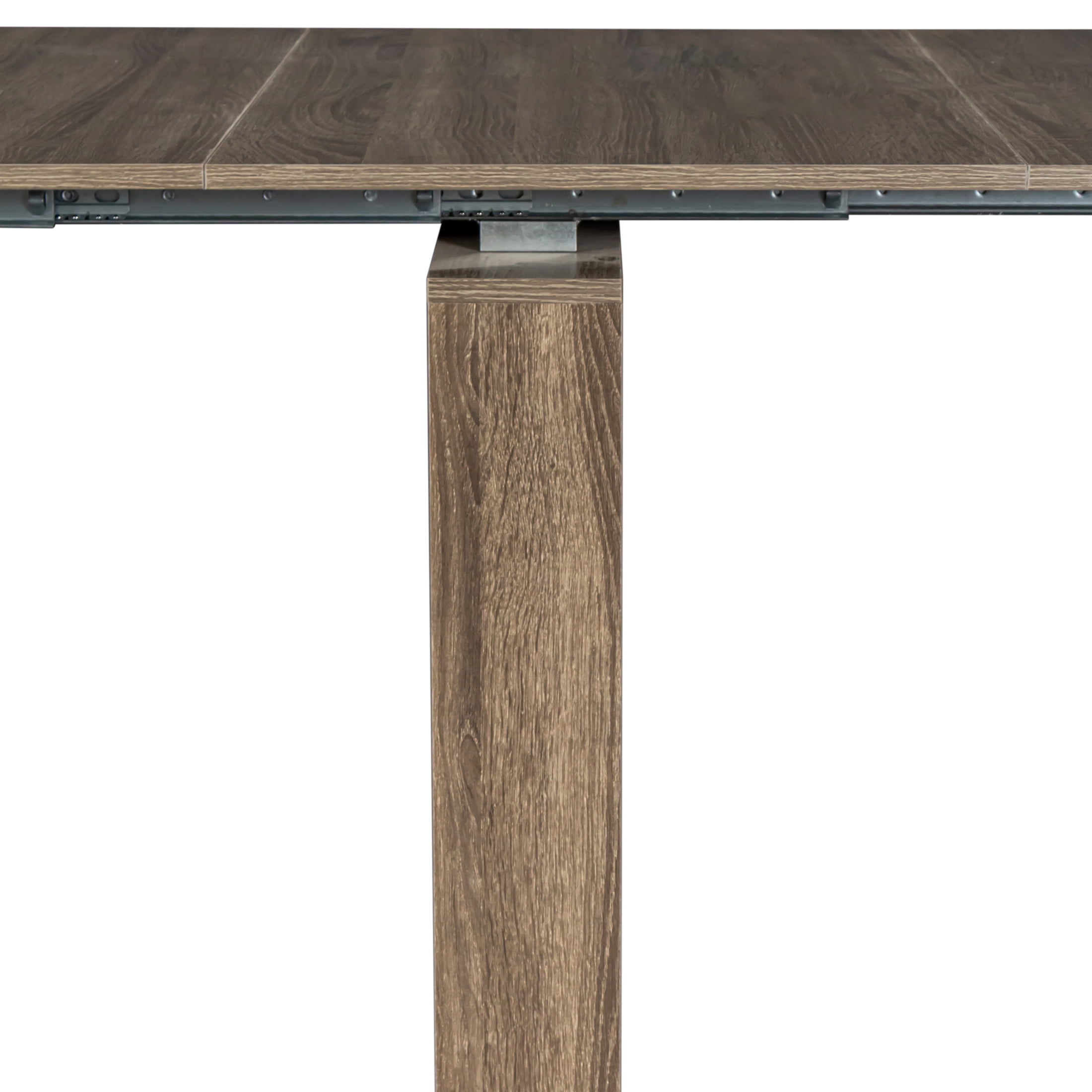 Noble House Kirk 118.1" Extendable Console Dining Table, MDF and Chipboard, Modern Space-Saving Leaf System, Brown