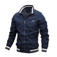 thumbnail image 3 of Autumn and winter men's new solid color cardigan jacket casual men's coach jacket, 3 of 5