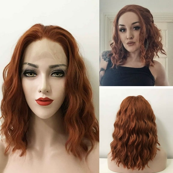 Nevermindyrhead Auburn Dark Red Wig, Short Curly Free Part Lace Front Wigs for Women, Daily, Party