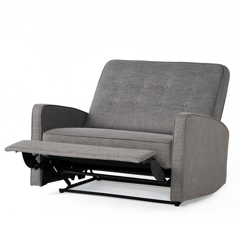 GDF Studio Callade Buttoned Fabric Reclining Loveseat Gray