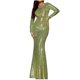 thumbnail image 1 of Faldas de Terciopelo para las Mujeres, Amarillo Canario Color Sólido Pendientes Vestido con Cuello en V, Falda de Fiesta de la Cena de la Moda, 1 of 8
