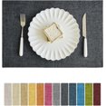thumbnail image 1 of XINQIHANG Faux Linen Placemats Set of 4-12 x 18 Inch, Heat Resistant Double Layered Durable Burlap Farmhouse Place Mats, Non-Slip Washable Rustic Table Mats for Dining, Kitchen, Party（Dark Grey, 1 of 7