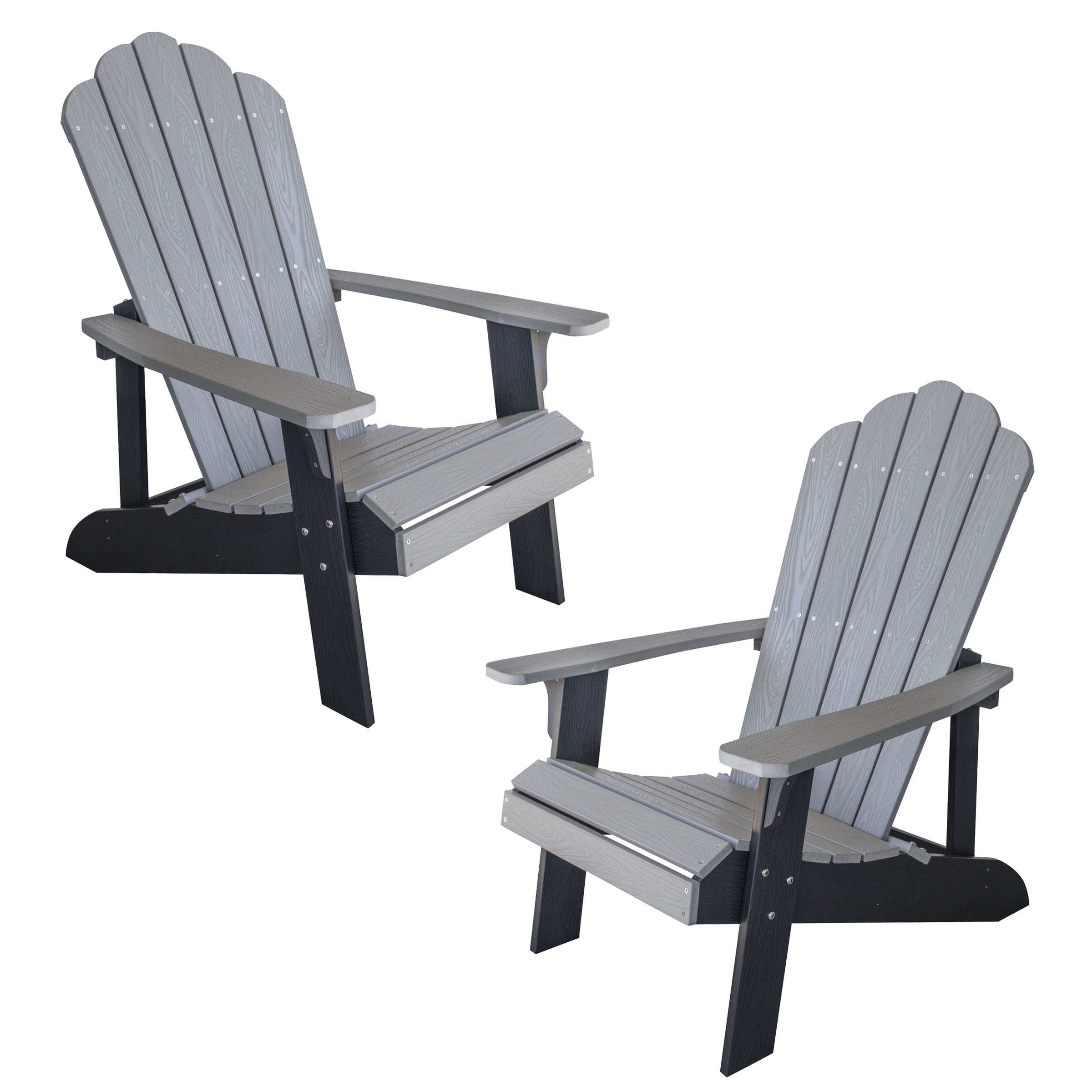 AmeriHome Simulated Wood Outdoor Two Tone Adirondack Chair, Gray with