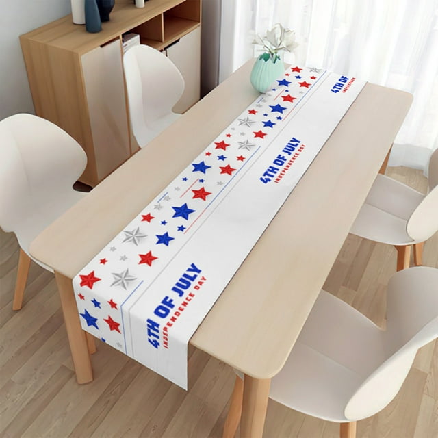 Dvkptbk 4Th Of July Decor,Independence Day Table Flag with Non-Slip Heat Resistance Linen Tablecloth Decorative Table Runner Mat for Dining Table