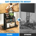 thumbnail image 5 of TAVR Furniture Mobile TV Cart for 40-86 inch with 3 Tiers Wooden Shelves, Height Adjustable Portable Rolling TV Stand up to 200lbs, 5 of 9