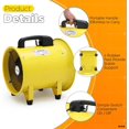 thumbnail image 4 of M optimized 8" Portable Utility Blower Fan - 195W, 1070 CFM, Heavy Duty Exhaust Fan with 16.4 FT Duct Hose, Yellow, 4 of 7