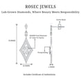 thumbnail image 4 of Rosec Jewels Lab Grown Diamond Dangle Earrings - Art Deco Earrings for Women - EF-VS Quality, 925 Sterling Silver, 4 of 6