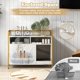 thumbnail image 3 of JJUN Cat Litter Box Enclosure - Cat Washroom Hidden Furniture with Front Entry, Scratcher, 2-Door Storage Cabinet, 2 Compartments, Air Vents, Metal Frame, Wooden Pet Crate House (Marble White), 3 of 19