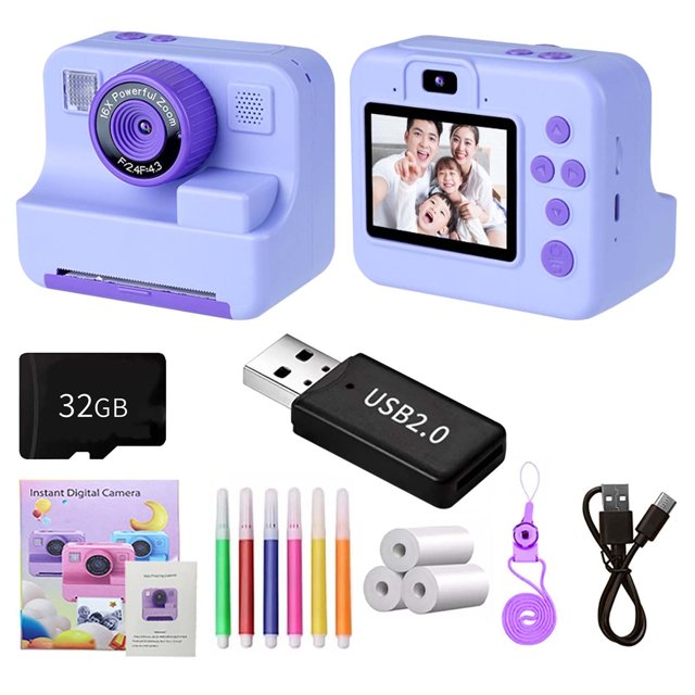 Cámara de impresión instantánea para niños Blaxill en liquidación, cámara digital de 32 G con video HD de 1080P, cámara de impresión de fotos para niños y niñas, juguetes portátiles para niños de 3 a
