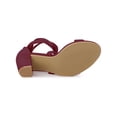 thumbnail image 5 of BLISSFUL STEP Crisscross Lace Up Mid Block Heels Sandals for Women Burgundy 8, 5 of 7