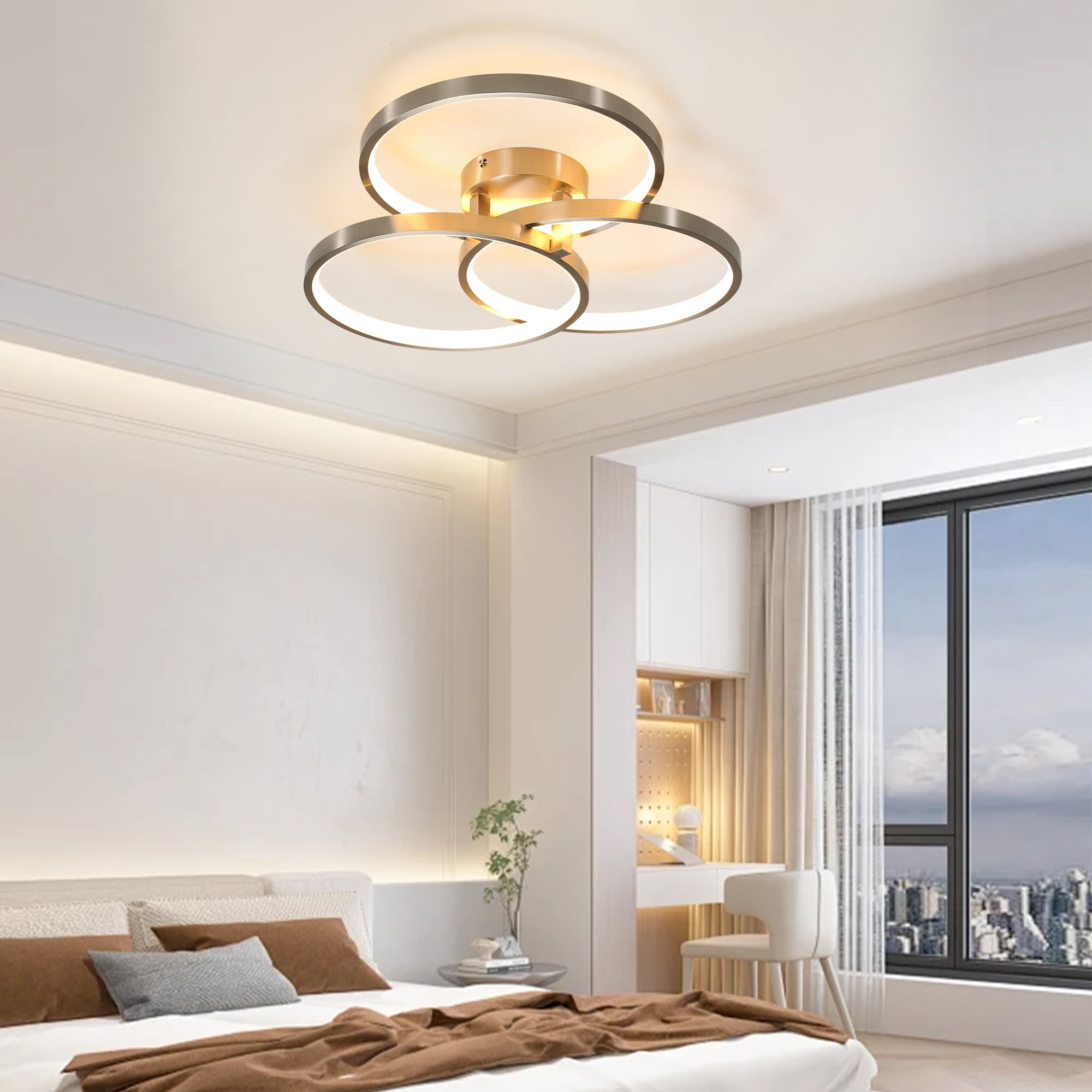 GCGAFUL 19.7"LED Flush Mount Ceiling Light, Modern Silver Close-to-Ceiling Light with 3CCT for Bedroom, Living Room, Hallway