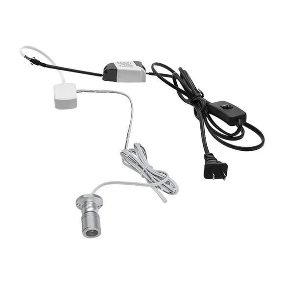 FSLiving 1W LED Mini Spotlight 360°Rotated Plug in Button Cable Silver Lampbody Warm White Light(3000K) for Accent Lighting Cartoon Jewelry Showcase Cabinet Lego Model - 1 Set with 1 Spotlight