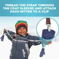 Hold’em One Piece Mitten Glove Clips for Toddler Clothing Striped Royal and White