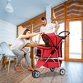 thumbnail image 2 of YRLLENSDAN,Dog Strollers For Medium Dogs,Cat Strollers For 2 Cats,Dog Strollers For Small Dogs,With A Cup Holder,Removable,Waterproof,Red, 2 of 7