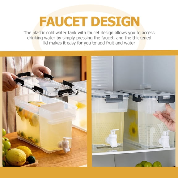 COMPUKAS Large Capacity Transparent Plastic Drink Dispenser with Faucet for Kitchen Use