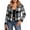 Gray, variant on Women Flannels Cropped Long Sleeve Blazer V Neck Button Down Jackets Plaid Fall Coat Tops Khaki M