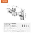thumbnail image 6 of VEVOR Cabinet Door Hinges 60 Packs Full Overlay Soft Close for Frameless Type, 6 of 10