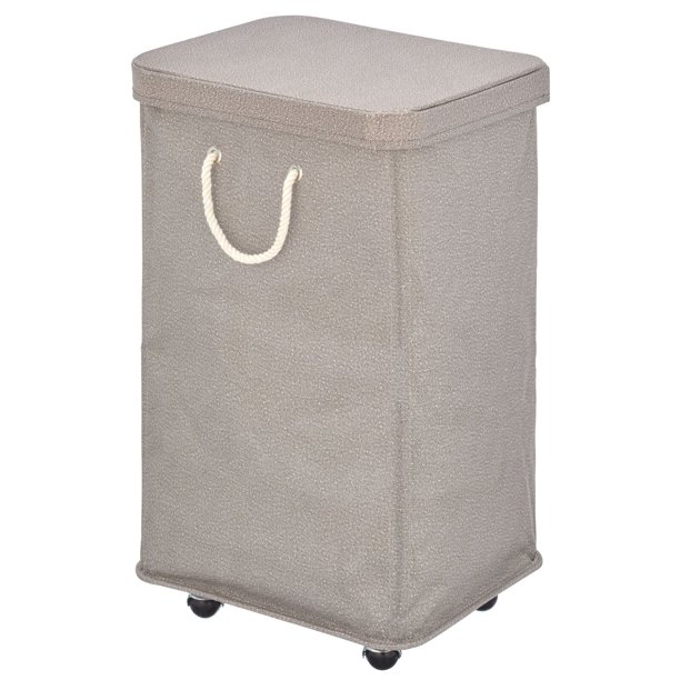 mDesign Large Polyester Rolling Laundry Hamper with Wheels, Removable