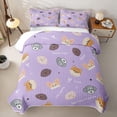 thumbnail image 2 of Homewish Lovely Dog Quilt King,Luck Good Sweet Day My Cute Puppies Print King Coverlet Set,Purple,3pcs, 2 of 7