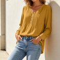 thumbnail image 6 of Vivianyo HD Women's Pleated V Neck Blouse, Tunic Shirts for Women Loose Fit Long Sleeve Top, Fall Office Casual Blouse for Daily Commute and Shopping Trips, Sizes S-2XL, 6 of 7