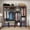 咖啡色, variant on Pshun Righ Clothes Organizer 4 Hanging Rod Shelf Portable Closet with Cover Clothes Rack Standing Closet Clothes Storage Wardrobe Garment Cabinet
