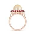 thumbnail image 4 of ANGARA Golden South Sea Cultured Pearl & Ruby Double Halo Ring in 14K Rose Gold for Women | June Birthstone, Birthday, Anniversary, Jewelry Gift for Women | Pearl Ring, 4 of 8