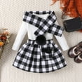 thumbnail image 2 of sususu Toddler Girls Ribbed Knit Top with Plaid Skirt and Scarf Three Piece Outfits Set Long Sleeve Solid Color Casual Wear ,Black,1-2 Years, 2 of 8