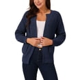 thumbnail image 1 of Cardigan de suéter de mujer INSPIRE CHIC, abierto en la parte delantera, de manga larga, tejido, casual, con bolsillos, 1 of 5