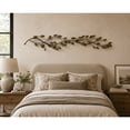 thumbnail image 2 of DecMode Brown Metal Slim Horizontal Leaf Wall Decor with Teal Accents, 2 of 13