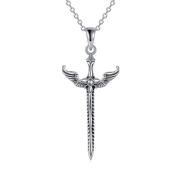 Sword Cross Necklace for Women Sterling Silver Angel Wings Cross Jewelry Gifts
