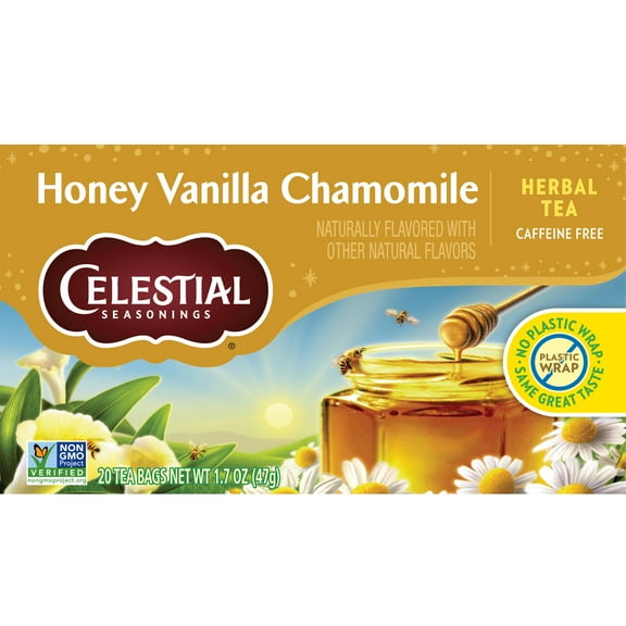 Celestial Seasonings Honey Vanilla Chamomile Caffeine-Free Herbal Tea Bags, 20 Count-Pack Of 2