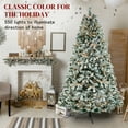 thumbnail image 6 of Tcbosik 6ft Prelit Snow Flocked Christmas Tree, Artificial Christmas Tree with 550 LED Lights and 928 Branch Tips, Includes Metal Stand, Easy Assembly, Snowy Green, 6 of 9