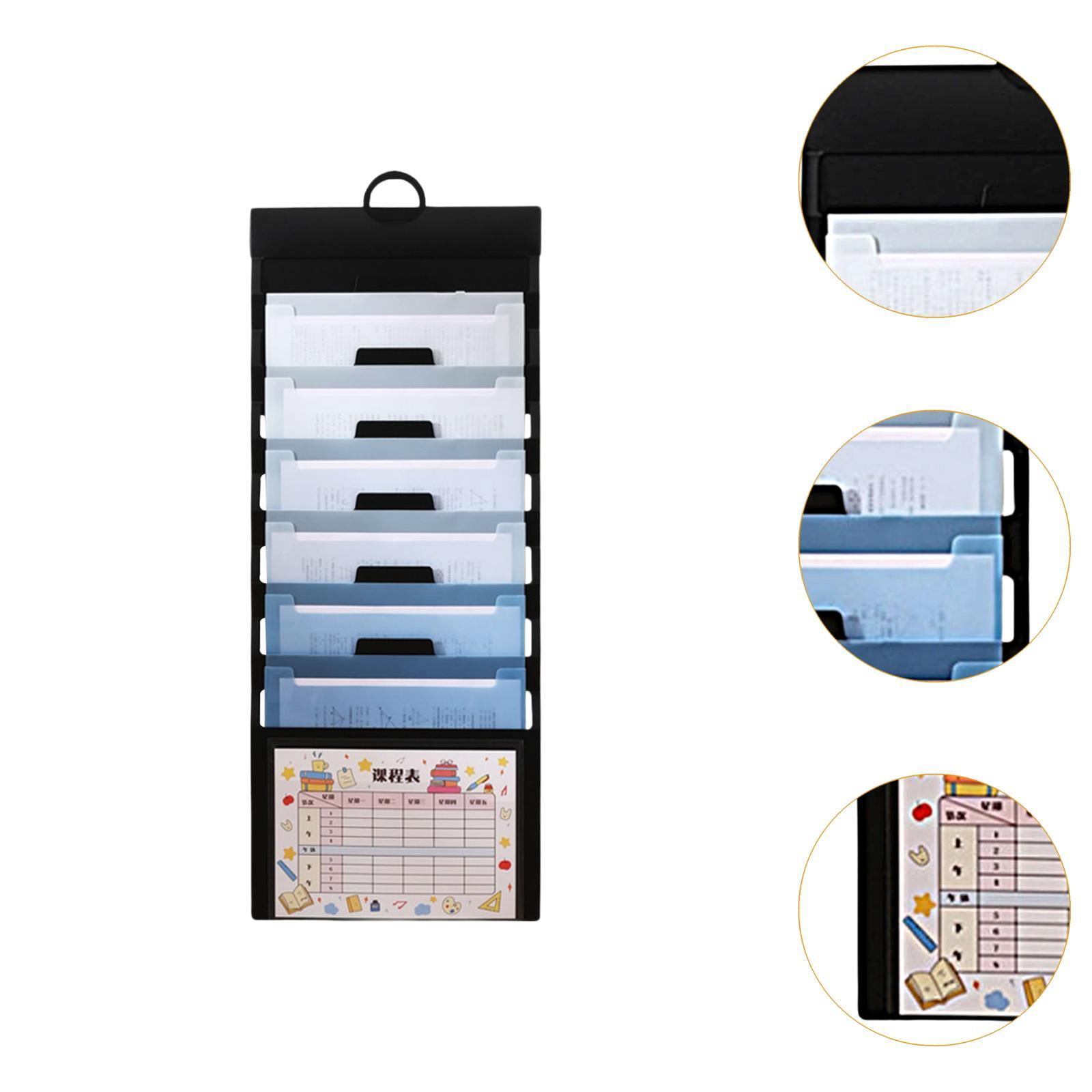 koolsoo Hanging Wall File Organizer Document Holder 6 Pocket Wear Resistant Sturdy Paper Folder File Folder Expanding for Home School blue