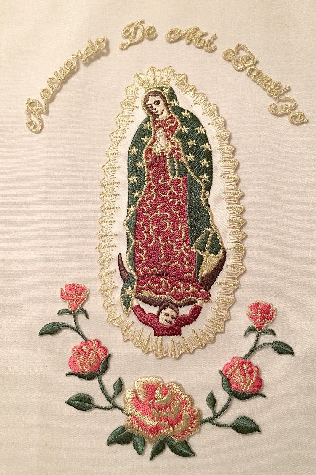 CF3884 Christening Baptism Gifts Guadalupe Virgin Mary Embroidered Iron On Patch