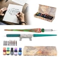 thumbnail image 4 of Ink Holder Dip Pen, Quality Glass Dip Pen Kit Signature Dip Pen  For Calligraphy For Beginner Red Green 2 Pen 5 Ink Set, 4 of 8