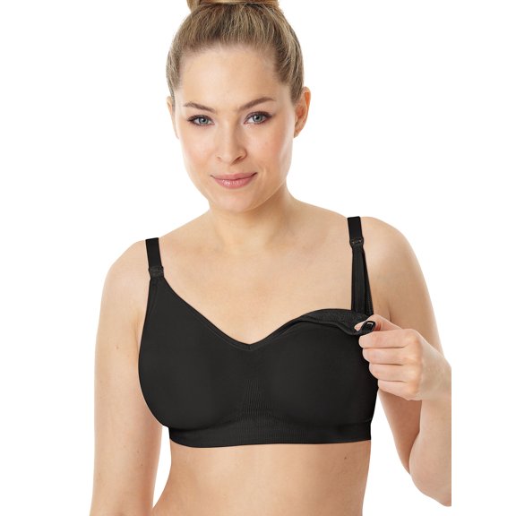 Playtex Nursing Seamless Wirefree Bra with Cool Comfort® Fabric Black XS Women's