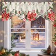 thumbnail image 6 of Christmas Floral Tie Up Valances Curtain, Red White Flowers Green Leaf Vintage Letter Adjustable Rod Pocket Short Window Treatment Tie Up Curtains Valances for Kitchen Living Room Bathroom 42x12 In, 6 of 9