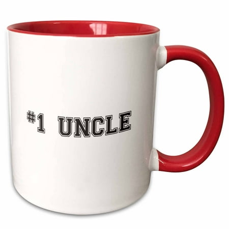 3dRose #1 Uncle - Number One Uncle - black text - best honorary uncle - Family and Relatives gifts - Two Tone Red Mug,