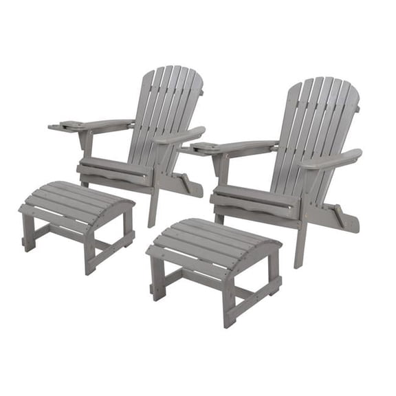 W Unlimited SW2136DG-CH2OT2 33.75 x 33 x 27.75 in. 2 Foldable Adirondack Chair with Cup Holder, Dark Gray