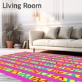 thumbnail image 2 of ODIKA 5'x7' Machine Washable Non-Slip Area Rug, Cheerful Alphabet Tiles Featuring Mixed Letter Styles and Abstract High Traffic Rug, Pink, 698834, 2 of 7